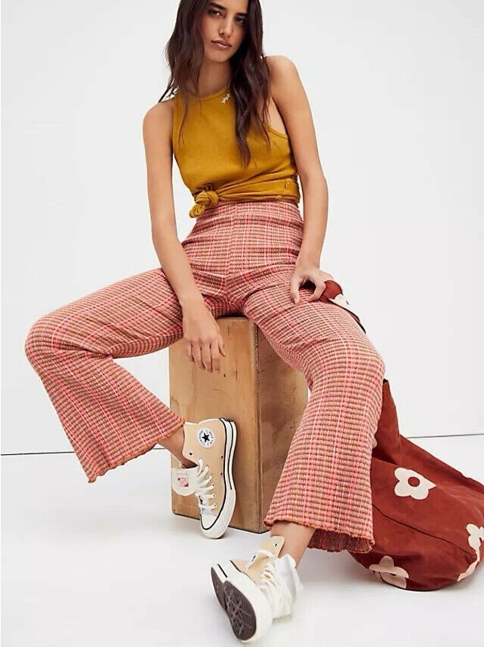 Free people fine line slim pants in rust size xs